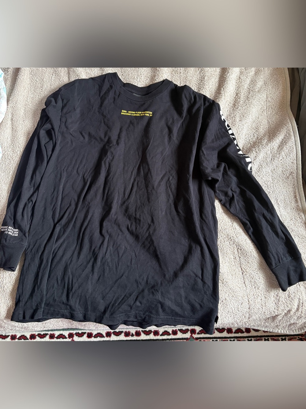 TNA Black Long-Sleeve Graphic Tee with White Sleeve Print